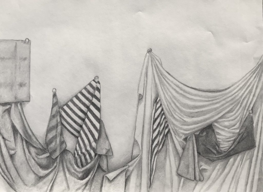 2021 Fall Art Show - Ashleigh White. Fabric Study. Graphite on paper. 18x24.