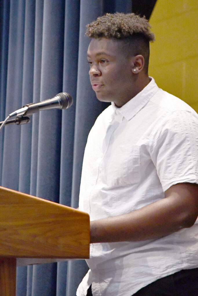 PTK Club President Christopher Lytle speaks during the induction ceremony.