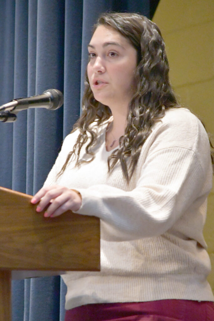 PTK Advisor Mariah Clark speaks during the PTK induction ceremony.