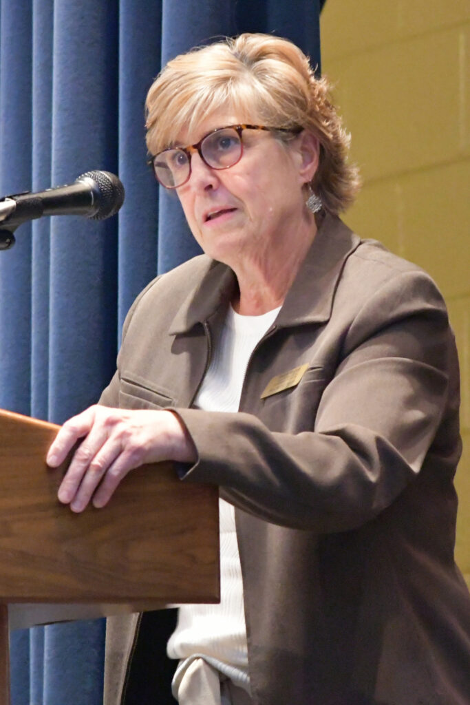 VP of Academic Affairs Sheila Regan speaks during the PTK induction ceremony.