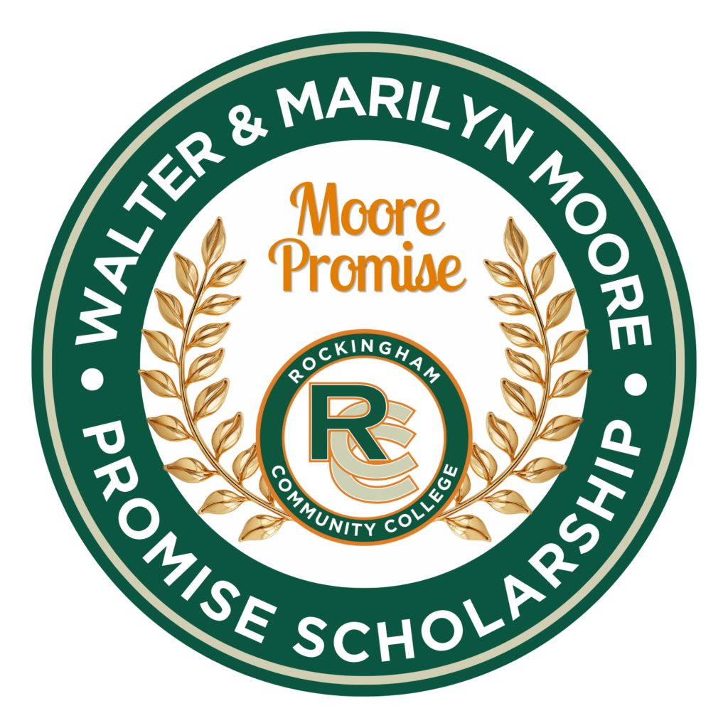 Logo for Walter & Marilyn Moore Promise Scholarship at Rockingham Community College.