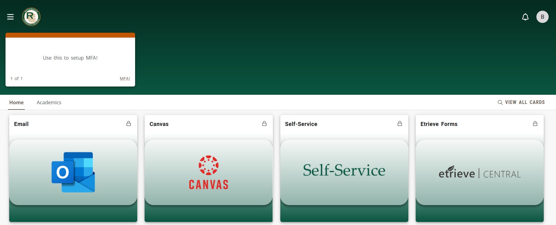 Screenshot of the RCC Portal