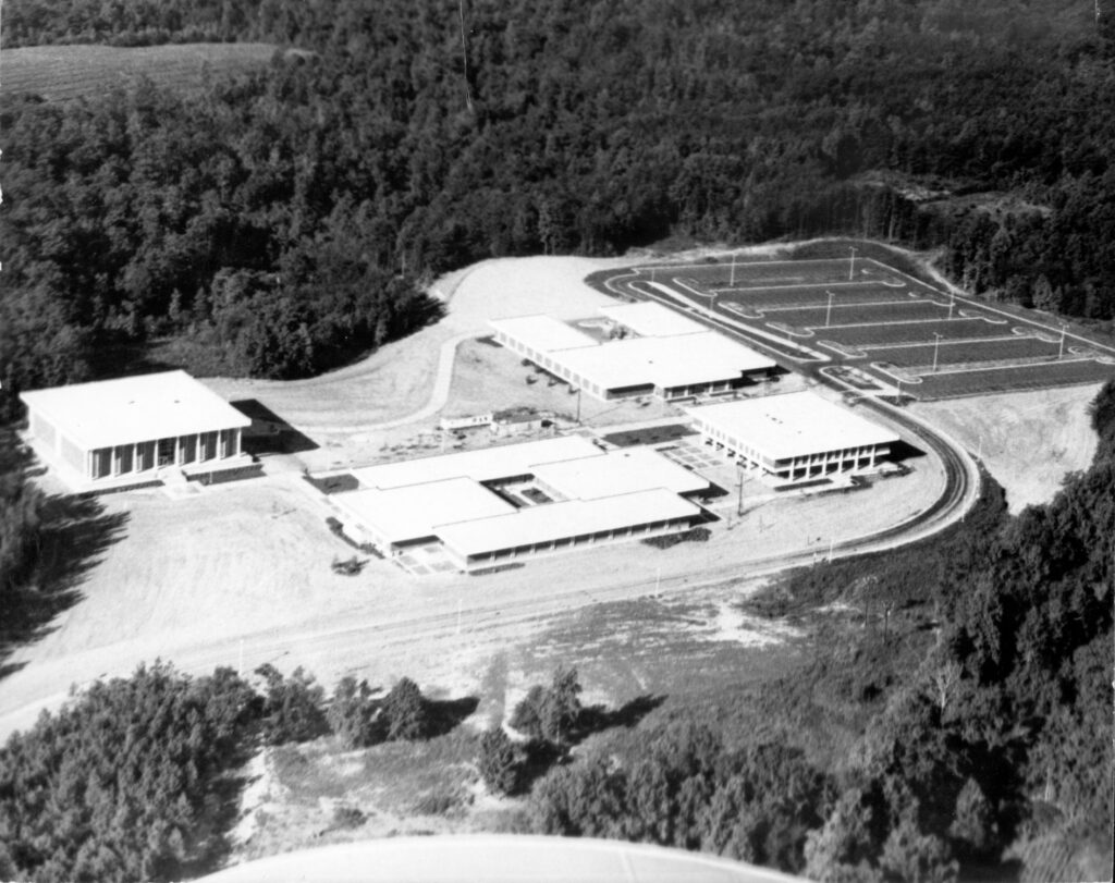 Aerial view of RCC's first buildings
